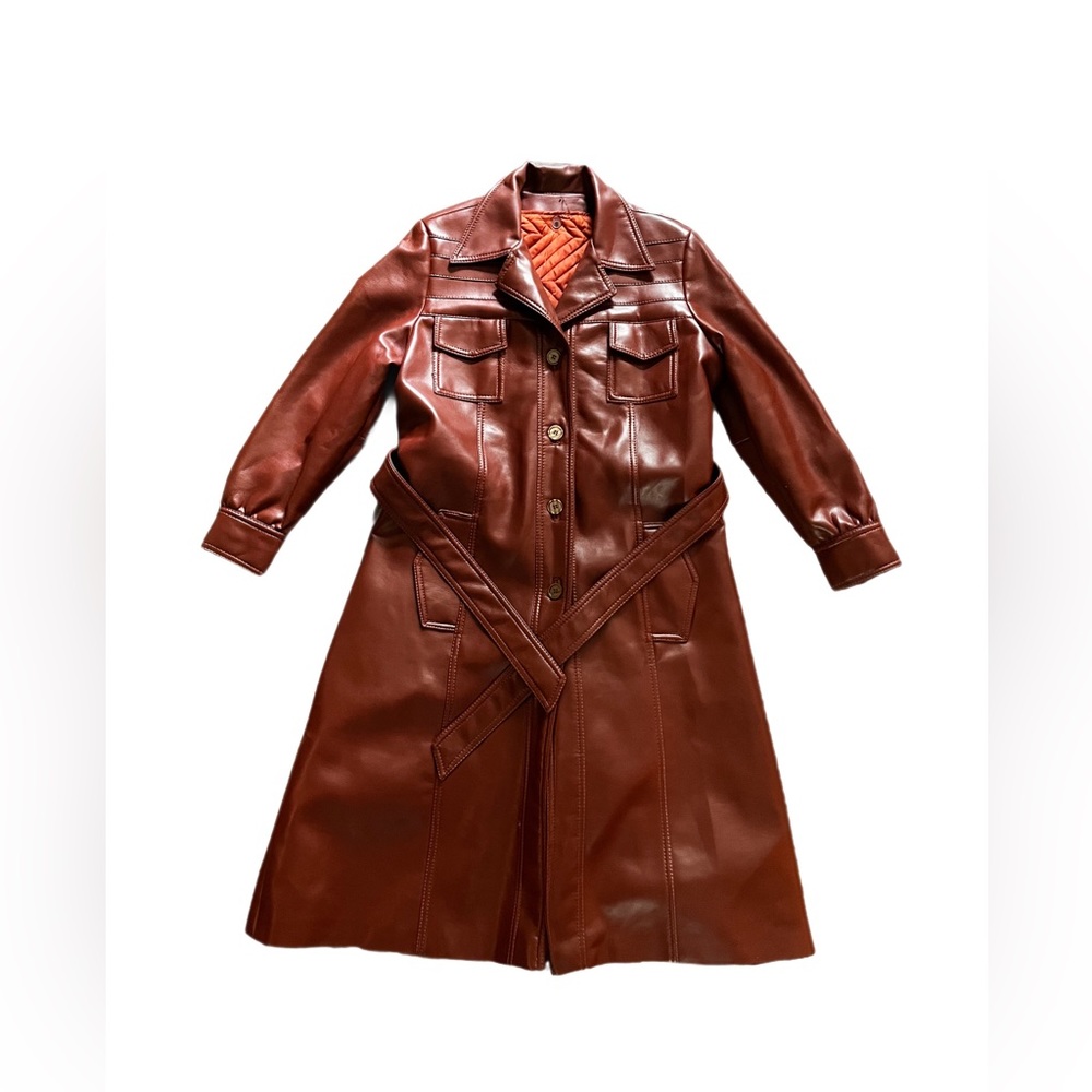 Vintage Vegan Leather Trench Coat